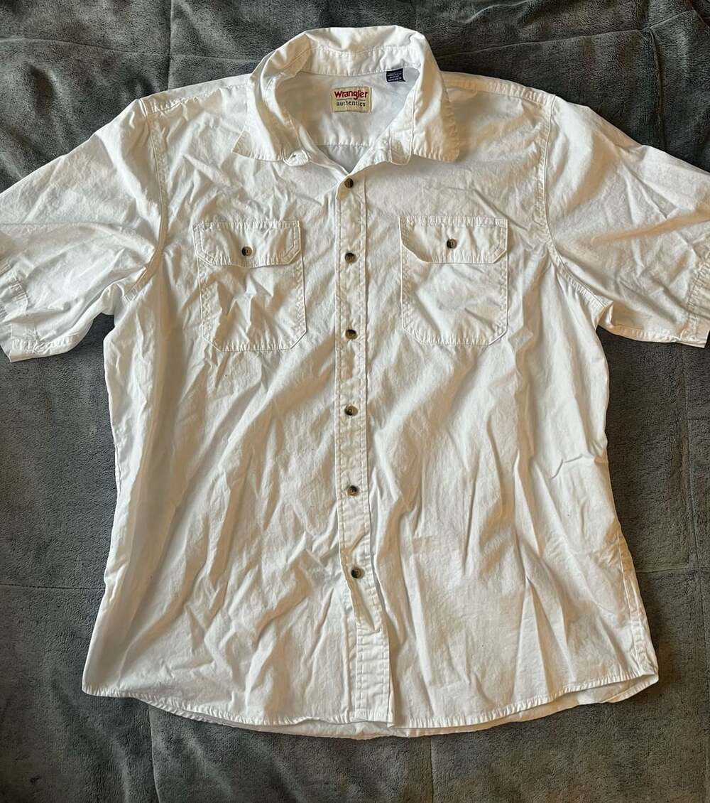 Wrangler Authentics Short Sleeve Button Down Shirt Size XL White